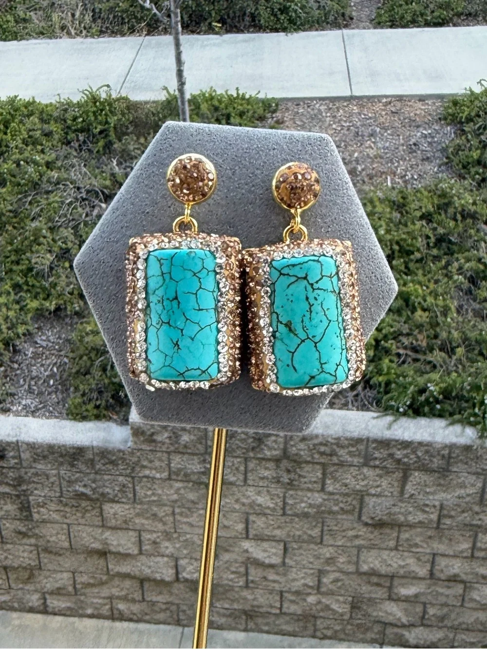 Blue Sparkling Drop Earrings